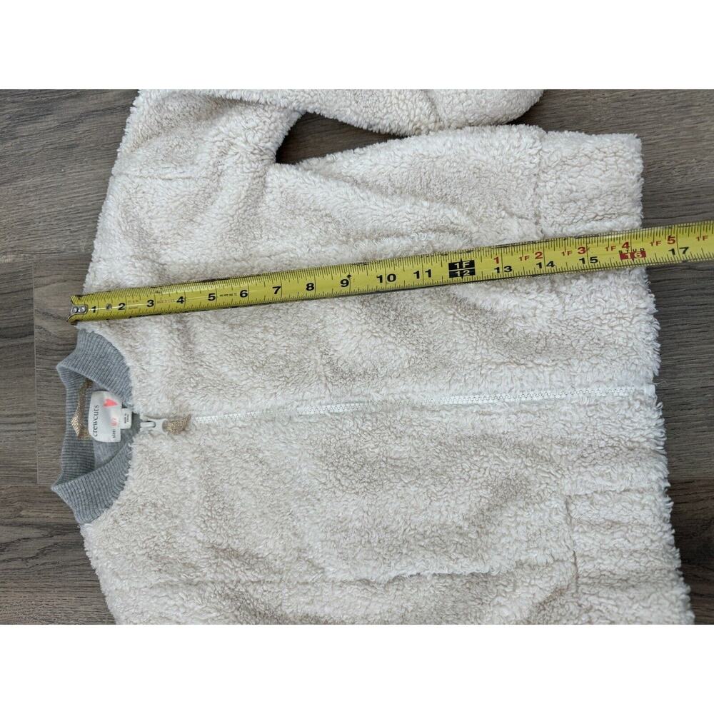 Crewcuts Jacket Girls 6 7 years Sherpa Teddy Coat Cream Gray - Picture 2 of 9